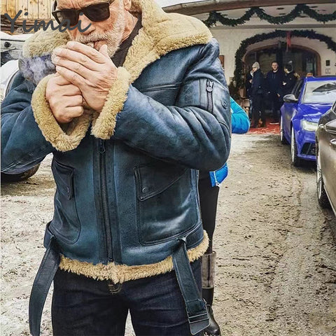 new arrivals comfortable faux fur coat fleece zip up leather jackets for men warm wear winter motorcycle men designer jacket