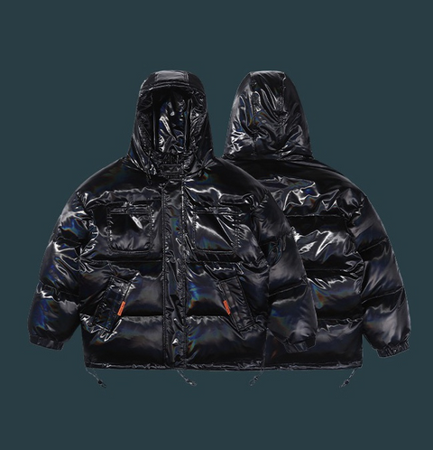 oem China factory wholesale custom logo black crop shiny puffer plaid down jacket winter coats with hood