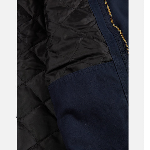 Custom Woven Patches Winter Plus Size Coats Men Patch Pocket Silver Zip UP Cotton Twill Quilted Work Jackets for Men