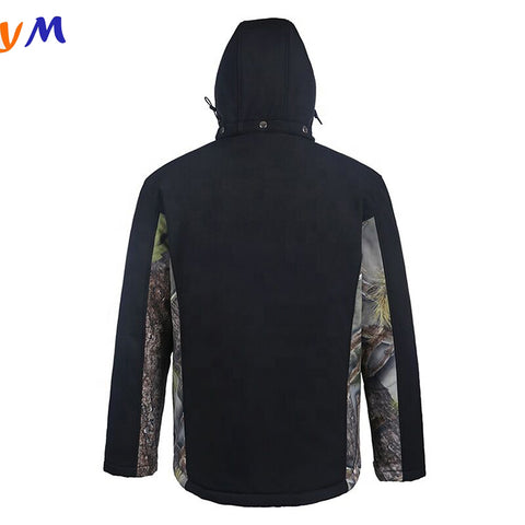New arrival wholesale high quality breathable manufacturer men's hunting winter wear padding camouflage zip up softshell jackets