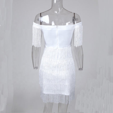 Custom 2022 Summer White Fringe Celebrity Dress Sexy Women Evening Runway Party Dresses Tassels Club Dress