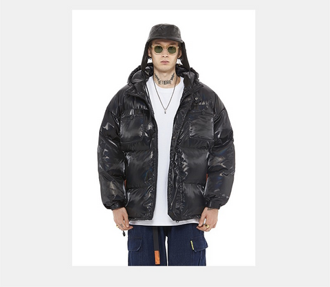 oem China factory wholesale custom logo black crop shiny puffer plaid down jacket winter coats with hood