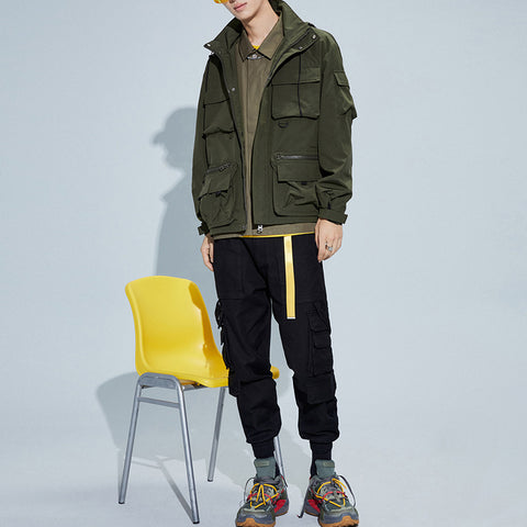 OEM Custom Wholesales Windproof Outwear Fashion Casual Tops Oversize Hoodie Multiple Pockets Tooling Coat Men Work Jacket