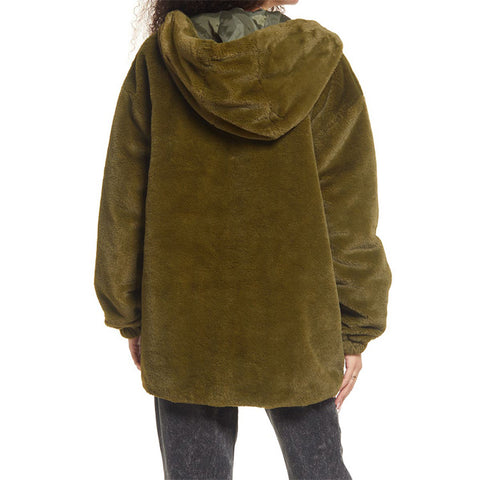 Wholesale Designer Unisex Warm Hooded Teddy Jacket Fluffy Faux Fur Coat for Men