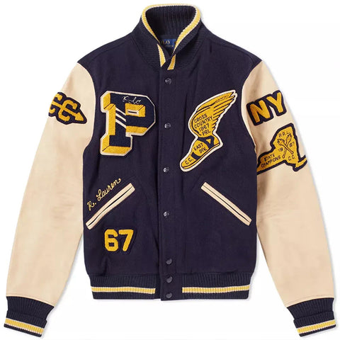 Custom 2022 Winter Men Chenille Embroidery Jackets PU Leather Sleeve Baseball Man Patches Varsity Jackets &Coats