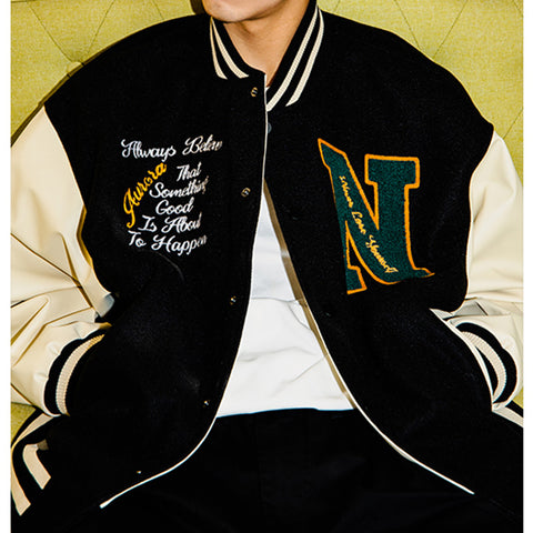 Wholesale Custom 2022 Winter Men Letters Patchwork Bomber Jackets Cool Baseball Jackets Chenille Embroidery Varsity Jackets