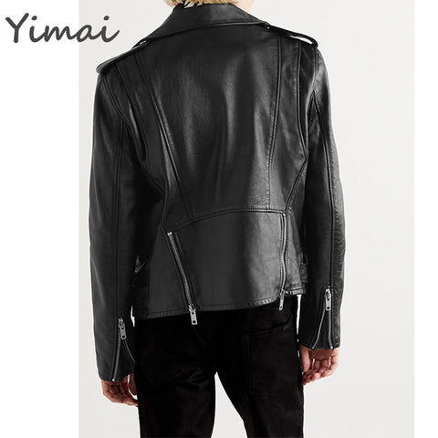 OEM high quality hot sale casual outdoor slim fit stylish pu biker black custom motorcycle leather jacket for men