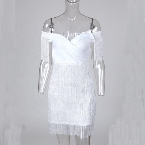 Custom 2022 Summer White Fringe Celebrity Dress Sexy Women Evening Runway Party Dresses Tassels Club Dress