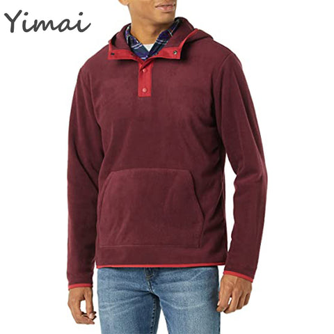 OEM Custom Factory Wholesale High Quality Snap-Front Pullover Hooded Outdoor Casual Men Designer Fleece Jacket