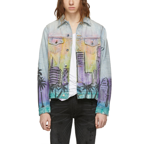 OEM Low MOQ Custom Full Print Buttons Up Long Sleeves Regular Length Fashionable No Lining Jeans Jacket for Men