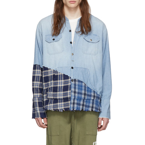 Multi Color Match Check Pattern Fashionable Casual Shirt Men New Pattern Check Cotton Fabric Denim Jacket Print