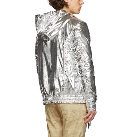 Silver Hot Selling Hooded with Drawstring Padded Men Fashionable Winter Wearing Metallic Jacket
