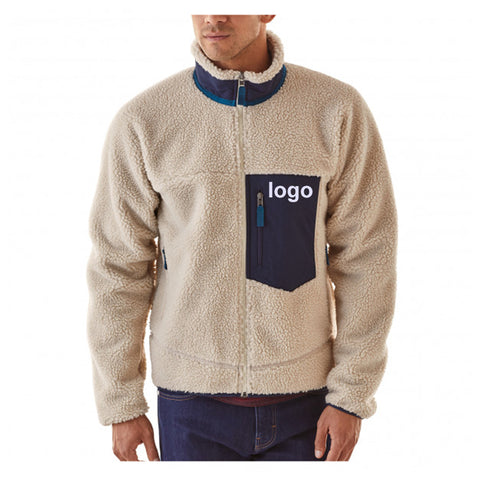 OEM Custom Casual Warm Thick Winter Zip UP Coats Men High Quality French Classic Soft Fleece Jackets Man