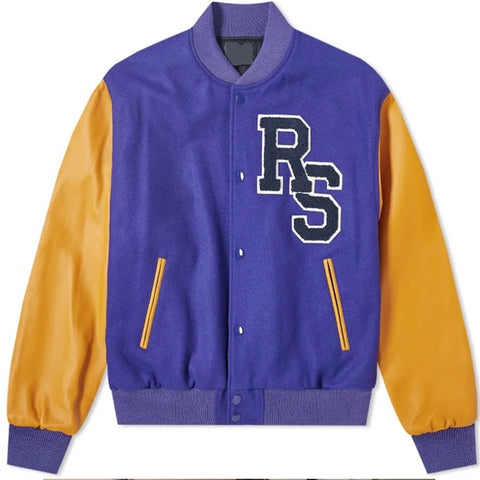 Custom 2022 Winter Men Chenille Embroidery Jackets PU Leather Sleeve Baseball Man Patches Varsity Jackets &Coats