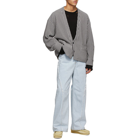 custom new styling seam fraying four pockets 100% cotton moto bike ice blue oversize loosing fit jeans