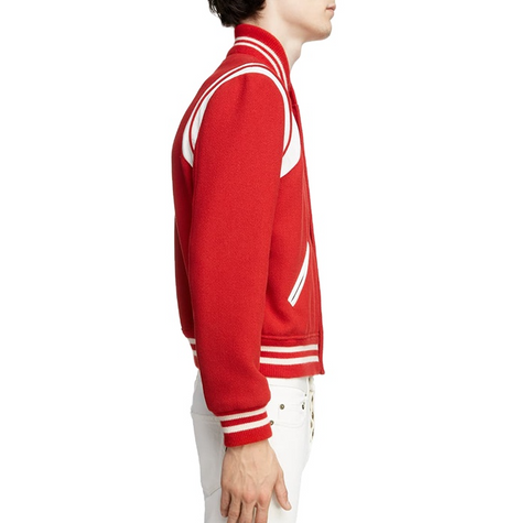 Fashion custom bomber jacket men's red casual high quality stretch wool Baseball wholesale jackets