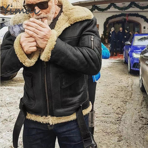 new arrivals comfortable faux fur coat fleece zip up leather jackets for men warm wear winter motorcycle men designer jacket