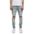 OEM men's denim clothing custom logo slim fit distressed pant skinny ripped jeans for men