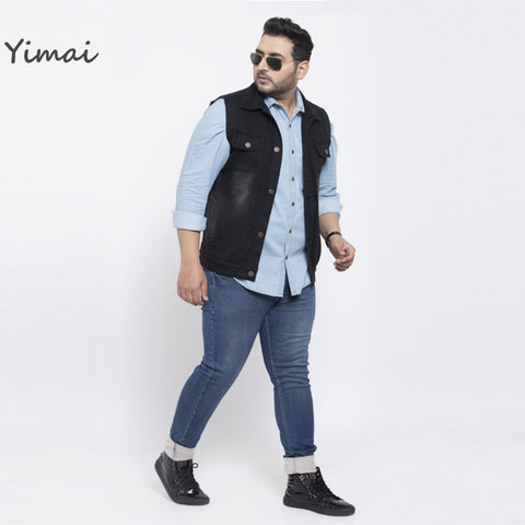 Wholesale Streetwear Cowboy Fashion Big and Tall Black Denim Vest Sleeveless Jean Jacket Waistcoat for Men