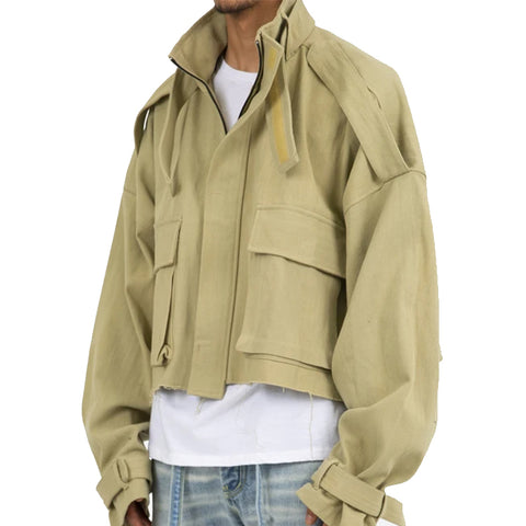 OEM Custom High Quality Wholesales Trendy Plus Size High Street Outdoor Casual Style Khaki Cropped Jackets