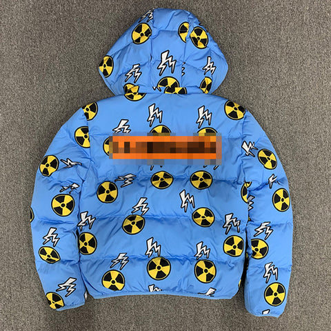 OEM/ODM Custom 2022 Winter Men Quilted Coats Windproof Allover Print Thick Warm Jackets Hooded Full Zip UP Puffer Jackets