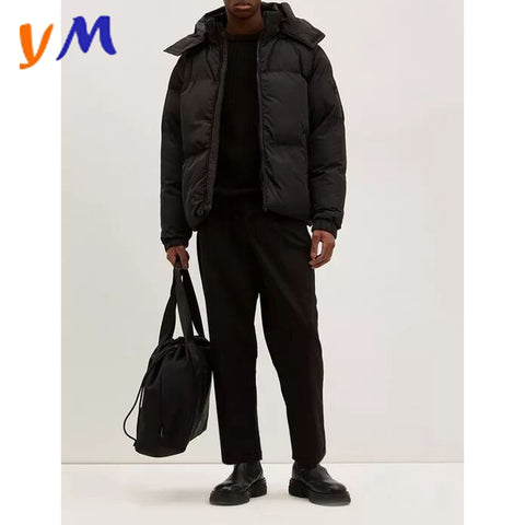 OEM New Arrival Custom Wholesales Fashion Detachable Black Winter Short Hooded Padding Puffer Men Casual Jacket