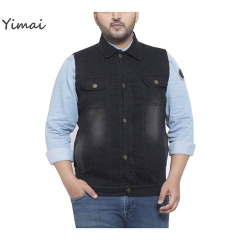 Wholesale Streetwear Cowboy Fashion Big and Tall Black Denim Vest Sleeveless Jean Jacket Waistcoat for Men