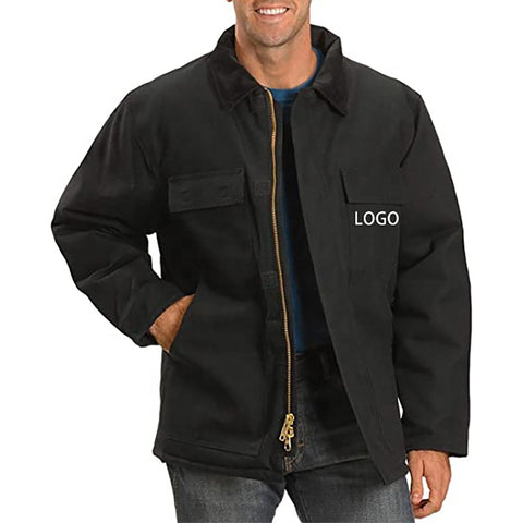 OEM Wholesale customized logo 100% cotton mens fashion work jackets with sleeve pocket