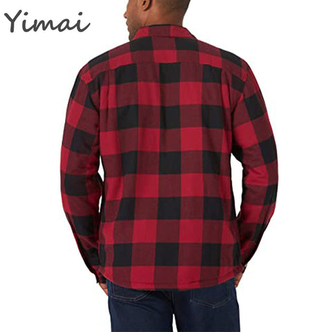 OEM custom wholesale warm casual plaid shirts turn down collar single breasted overshirts Long Sleeve Sherpa Lined Shirt Jacket
