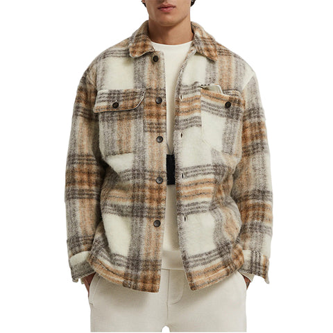 Custom 2022 Men's Street Wear Outfit Cold Winter High Quality London Stylish Plaid Flannel Jackets Oversized Wool Shirt Jackets