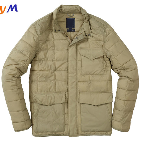 Super Light Nylon Shell Winter Quilted Padded Stand Collar Zip Up Jackets with Snap Buttons