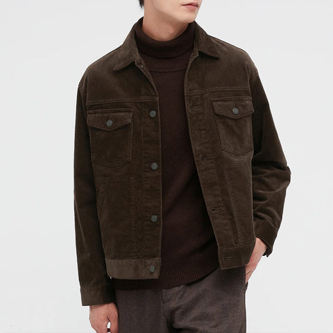 New Arrival Cool Mens Winter Jacket Coat Snaps Turn Down Collar Classic Corduroy Work Jackets Man