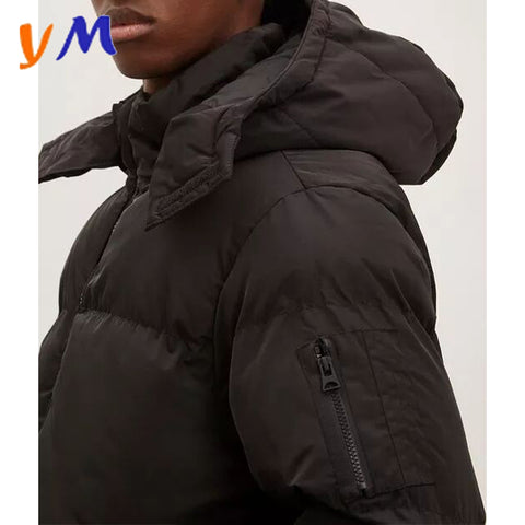 OEM New Arrival Custom Wholesales Fashion Detachable Black Winter Short Hooded Padding Puffer Men Casual Jacket