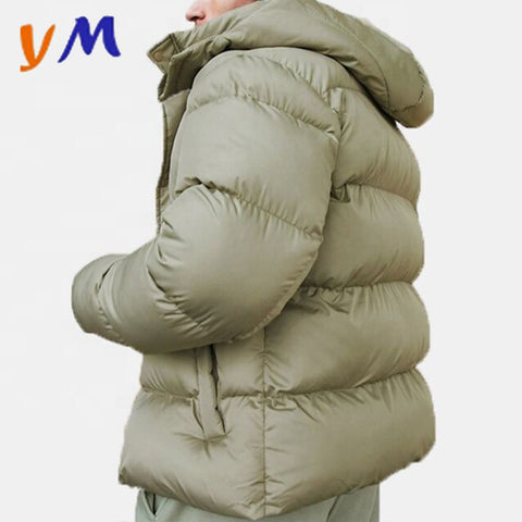 OEM Custom High Quality Wholesales Fashion Detachable Hooded Khaki Winter Padding Puffer Men Casual Jacket