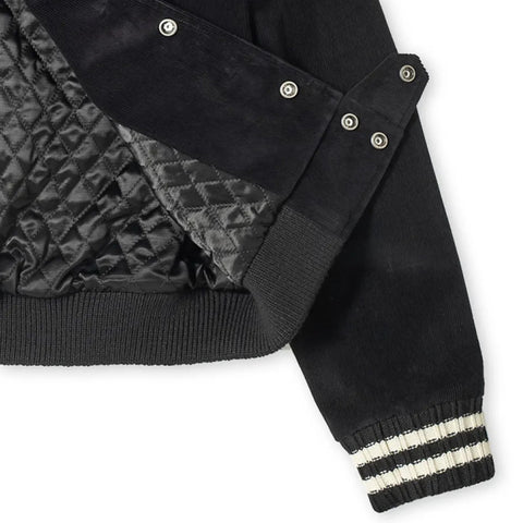 Custom Men's Logo Print Black Winter Outfits Bomber Jackets Baseball Corduroy Varsity Jackets 2022
