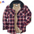 High End Brand Custom Winter Clothing Men Checked Plaid Pattern Buttons Fur Jacket with Cotton Hood and Side Pockets