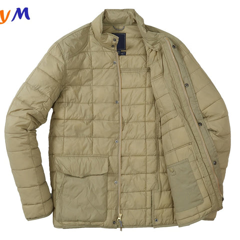 Super Light Nylon Shell Winter Quilted Padded Stand Collar Zip Up Jackets with Snap Buttons