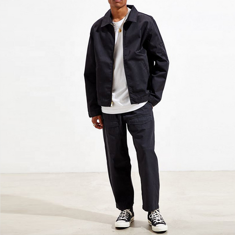 OEM Wholesale customized logo 100% cotton mens fashion work jackets with sleeve pocket