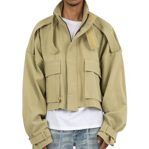 OEM Custom High Quality Wholesales Trendy Plus Size High Street Outdoor Casual Style Khaki Cropped Jackets