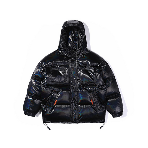 oem China factory wholesale custom logo black crop shiny puffer plaid down jacket winter coats with hood