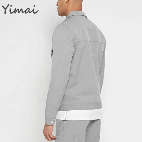 OEM custom high quality outdoor casual single breasted two pockets turn-down collar mens designer cargo jackets