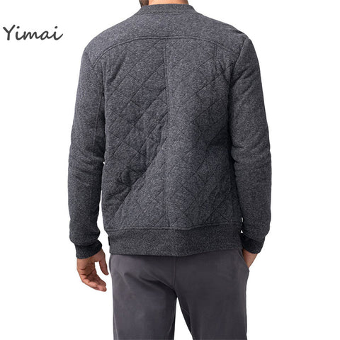 Wholesale Men Custom Dark Gray Cotton Jacket For Winter Mens Welt Pockets Quilted Bomber Jackets