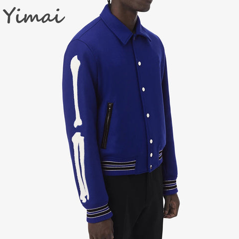 OEM custom high quality embroidered bones single breasted baseball men designer varsity jackets for men
