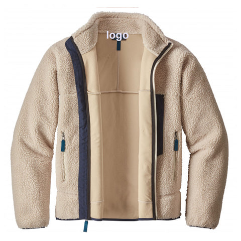 OEM Custom Casual Warm Thick Winter Zip UP Coats Men High Quality French Classic Soft Fleece Jackets Man