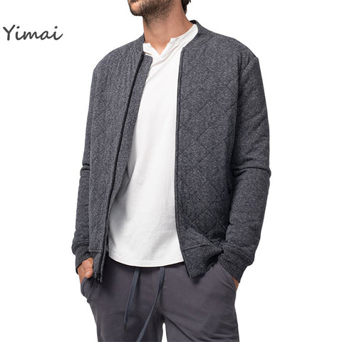 Wholesale Men Custom Dark Gray Cotton Jacket For Winter Mens Welt Pockets Quilted Bomber Jackets