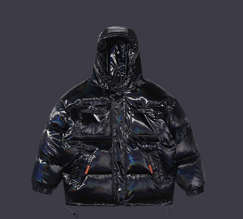oem China factory wholesale custom logo black crop shiny puffer plaid down jacket winter coats with hood