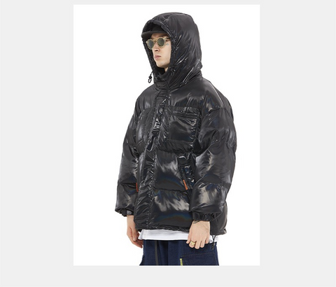 oem China factory wholesale custom logo black crop shiny puffer plaid down jacket winter coats with hood
