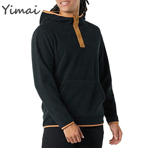 OEM Custom Factory Wholesale High Quality Snap-Front Pullover Hooded Outdoor Casual Men Designer Fleece Jacket