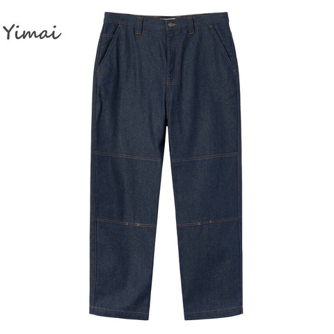 New Trending Denim Double Knee Pants 100% Cotton Work Baggy Loose Fitting Jeans